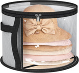 Hat Box - Hat Storage Box - Storage Box for Hats - Round Hat Boxes - Foldable Hat Storage Boxes - Stackable Hat Organizer - Baseball Cap Organizer - Hat Box - for up to 7 hats - perfect for your wardrobe - Grey