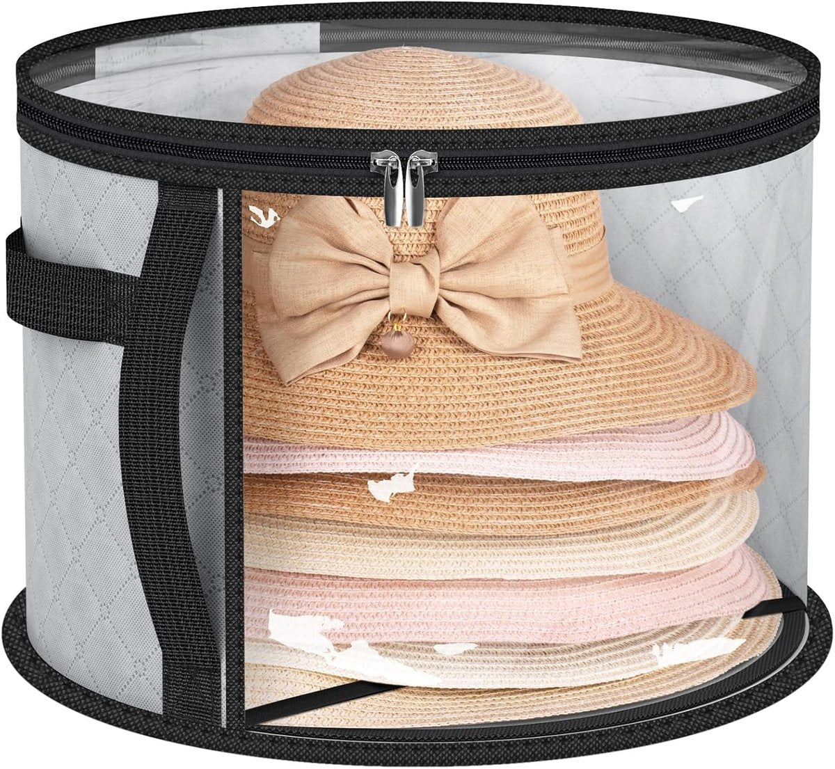 Hat Box - Hat Storage Box - Storage Box for Hats - Round Hat Boxes - Foldable Hat Storage Boxes - Stackable Hat Organizer - Baseball Cap Organizer - Hat Box - for up to 7 hats - perfect for your wardrobe - Grey