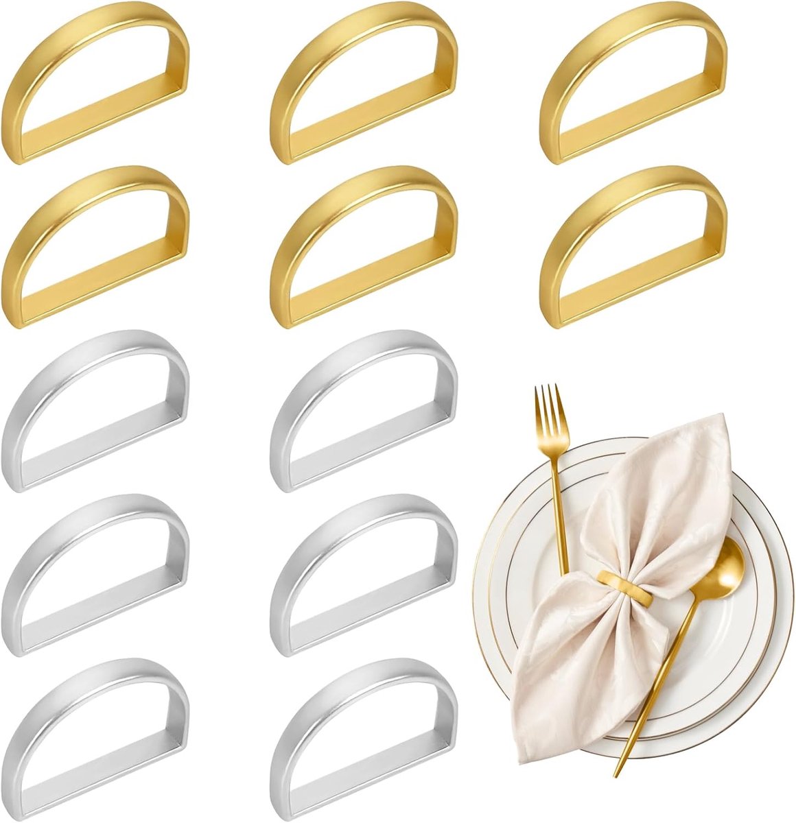 12 pieces napkin rings - gold napkin ring - Napkin rings table decoration - Napkin Ring - Gold Napkin Rings - Silver Napkin Rings - Table Accessories - Table Setting - Table Decoration - for wedding, party, dinner, birthday, table decoration