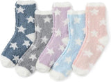 5 Pairs - socks - women's socks - Warm Fuzzy Fleece Socks - Women's House Socks - Star socks - Warm Winter Socks - Fluffy Socks - Sleep Socks - House Socks - Stockings - keep warm - coral fleece - Plush and comfortable - thick plush socks