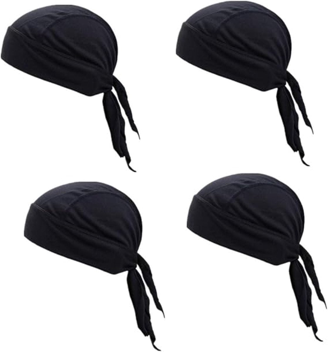 4 pieces - Cycling Cap - Frost Cap - Cycling Headscarf - Skullcap - Sweat-Wicking Beanie - Beanie - Headband - Quick-Drying Pirate Hat - Outdoor Beanie - Hip Hop Hat - Motorcycle Headscarf - Sweat-Wicking Skull Caps - Bandana for Men & Women - Black