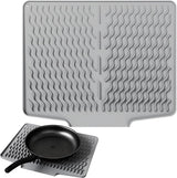39*32 cm - Drain mat - Countertop drying mat - Foldable silicone drainer - kitchen drying mat - non-slip - silicone drainer - for the sink, for kitchen utensils, cups, fruit and vegetables - grey