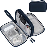 Cable Storage Bag - Travel Organizer Accessories - Waterproof/Wear-Resistant - Cable - Bag, Charger, Adapter, USB, Hard Drive - Compact Cable Bag - Cable Organizer - 19x11x5.5cm - Navy Blue