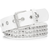 Punk Rock Nub Belt with Rivets Metal for Men Women NY-White