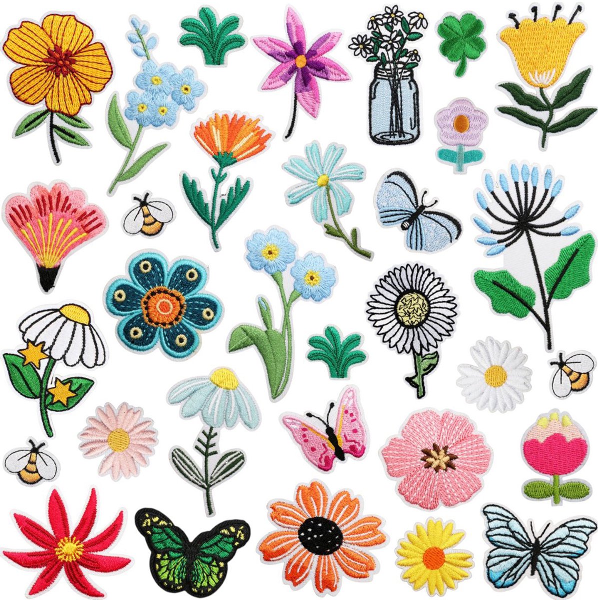 Iron-on Embroidered Patches - Clothing Decoration - 32 Pieces