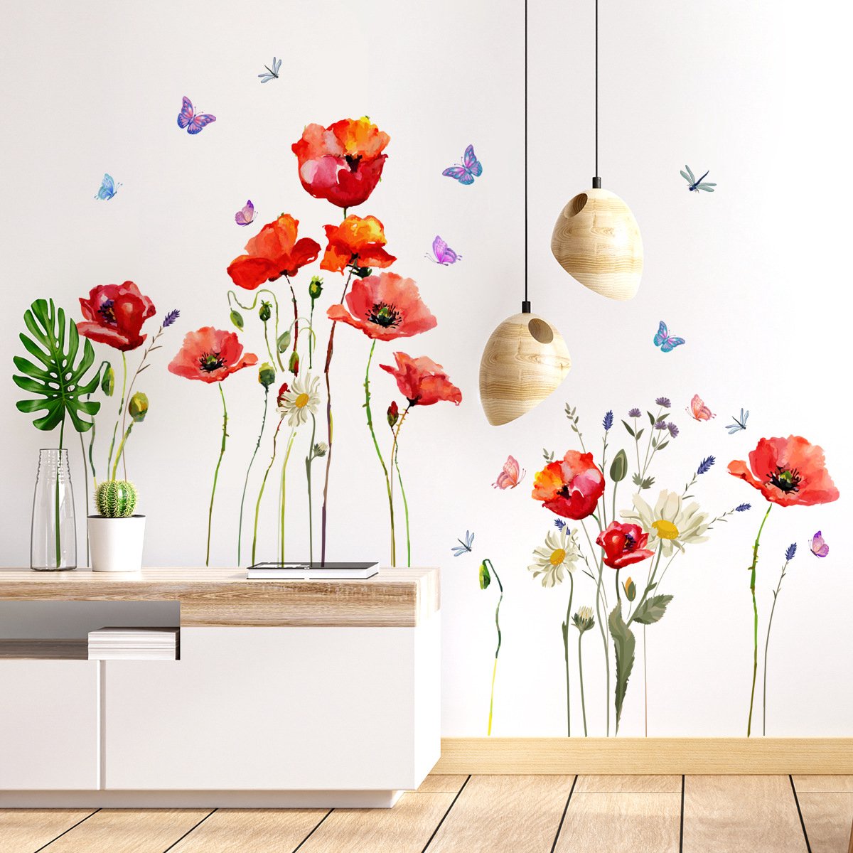 Wall sticker - flowers - Reusable / repositionable - Children's room - Boys - girls - Home decor - Colorful Wall Sticker - for living room baby rooms bedroom toilet decoration - 110*70 cm