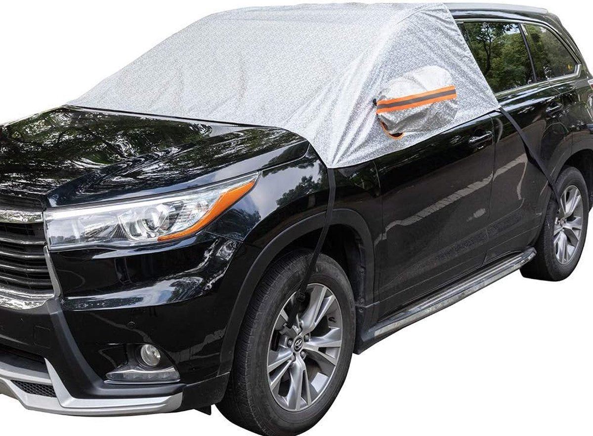 Windshield Cover - Car - Winter - Windshield Cover Mount Foldable Cover Car Windshield for Snow, Ice, Frost, Dust, Sun - Silver - For Most Cars & SUVs - Aluminum Film Composite Spunlace Cotton - 230*148cm