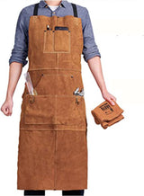 Apron - BBQ apron - BBQ apron leather men - Unisex - Gift - Apron for Women and Men - Adjustable Buckle - Leather - 99*61cm - Brown