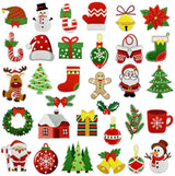 32 Pieces Iron-On Patches - Christmas Iron-On Embroidered Patches - Embellishments for Clothing - Clothes Patches - DIY Accessories - Cute Sewing Appliques - Sew-On Embroidered Applique Sewing Patches - For Jackets, Hats, Backpacks