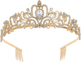 Crown for Women - Princess Crown - Diadem - Crown - Gold Tiara - Rhinestone - Elegant and Durable - Suitable for Various Occasions - Hair Jewelry - Wedding