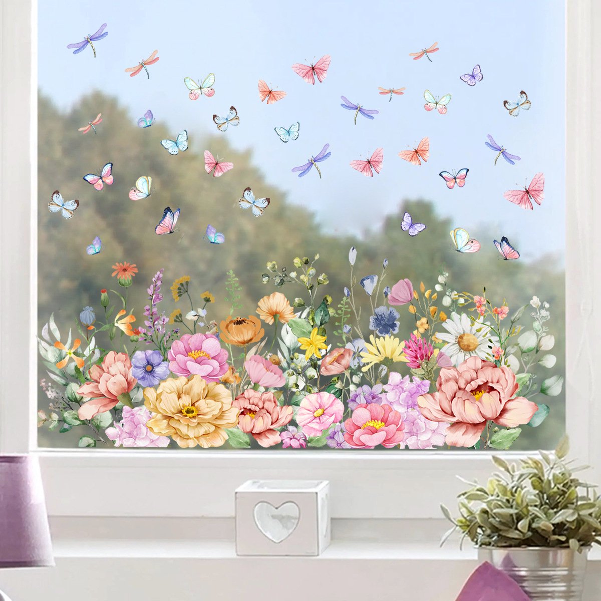 Static window sticker - window sticker - Wall decoration - 30*60cm - flower plant - PVC - C