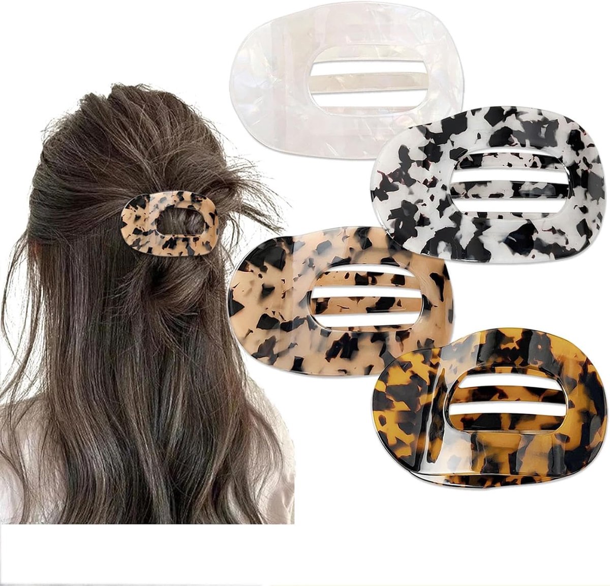 Hair Clips - 4 Pieces - Women - Flat - Hair Accessories - Hair Clip - 4 Colors - Hairpins - Clips - Leopard