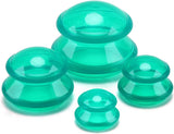 4 pieces silicone cups - Cupping cups - Cupping Set - Cellulite Cups - Cupping For Cellulite - vacuum cup - For reducing cellulite anti-aging relieves pain and joints for buttocks, neck, body - Green