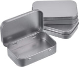 Mini Tin Cans - Pack of 3 - Storage Box - Metal - Hinged Tin Can - With Lid - Rectangular Tin Can - Mini Portable Box - Suitable for Home, Office, Outings and Travel - 95x60x20mm - Silver