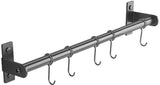 Kitchen hooks - with 5 hooks - hanging rail kitchen rail wall bracket - Kitchen organizer - To hang spatulas, soup spoons or knives - Towel rack - Hanging rack - Hanging hooks - Wall hooks - gun grey - 40cm - stainless steel
