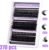 False eyelashes - 270 pieces - 60D + 80D + 100D - 10-18 mm D curl - Pre-Made Volume Fans - Pre-Made Fans - Eyelash extensions - Cluster - Lashes - Natural - Pieces of lashes - DIY lashes