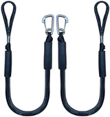Mooring Rope Boat Equipment - 2 Pieces - Extendable 1.2 - 1.7M - Mooring Rope for Boats - Black - Mooring Rope - Boat Rope - Boat Accessories for Boats Dock - Dock Line with Hooks - For Boats, Kayaks, Jet Skis, Pontoons, Canoes
