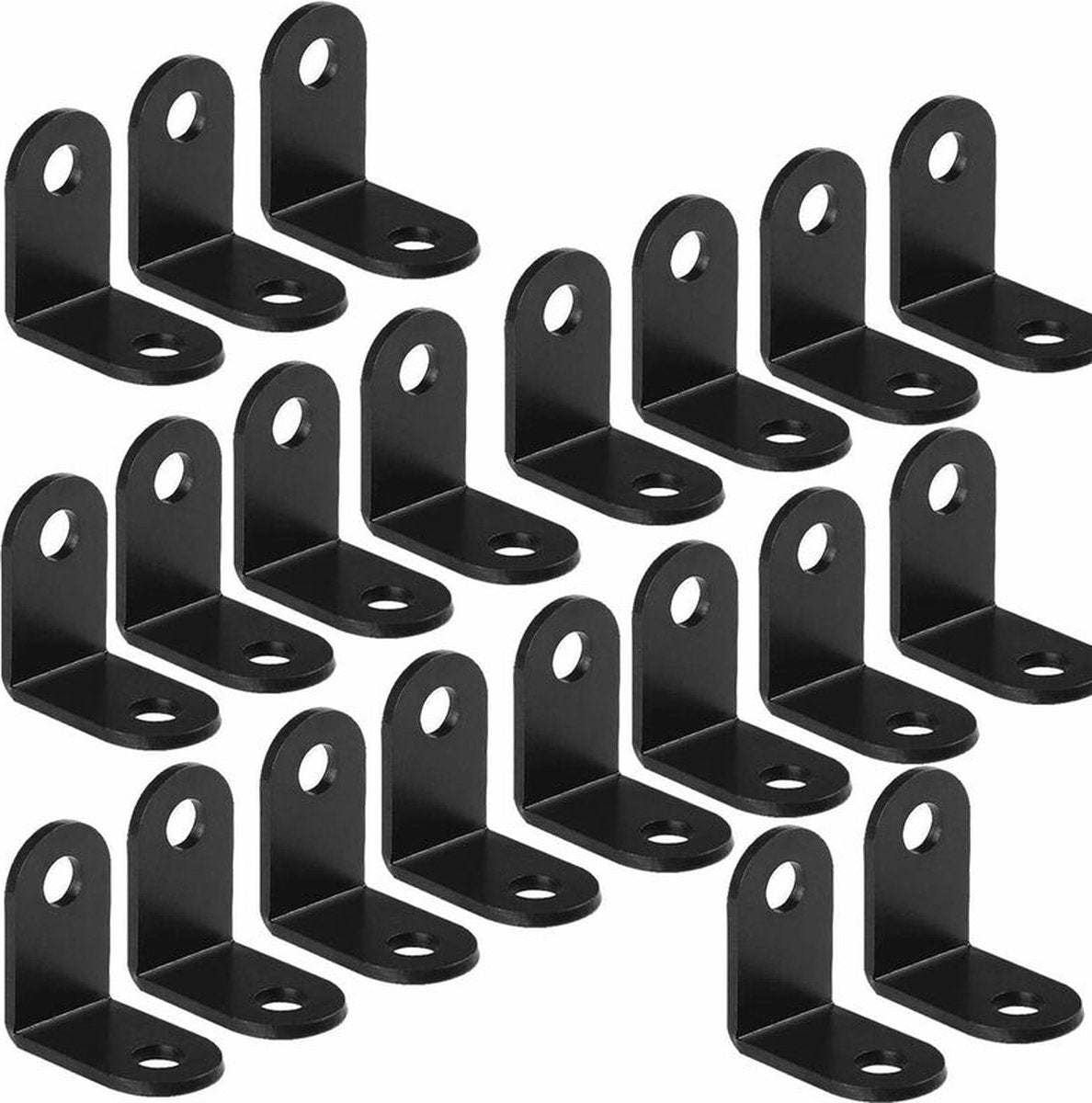 20 pieces - Corner connections - corner anchor - corner connectors - fixed bracket - corner bracket - 26x26 MM - iron - black - 90 degrees - Including screws