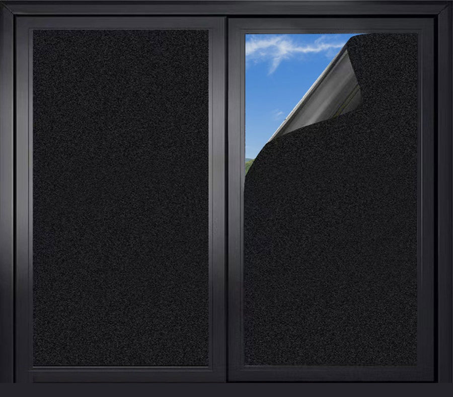 Window Film - Blackout Window Film - Sun Protection - Blackout Cloth - Black - Window Sticker - 45x100cm - Privacy Film Glass Windows - Adhesive Film Window