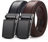2 pieces - Men's Belt - Leather Belt - Adjustable - Gift Men - Shortenable - Gift Man - Cow Leather - Black & Brown - Without Holes - 110cm
