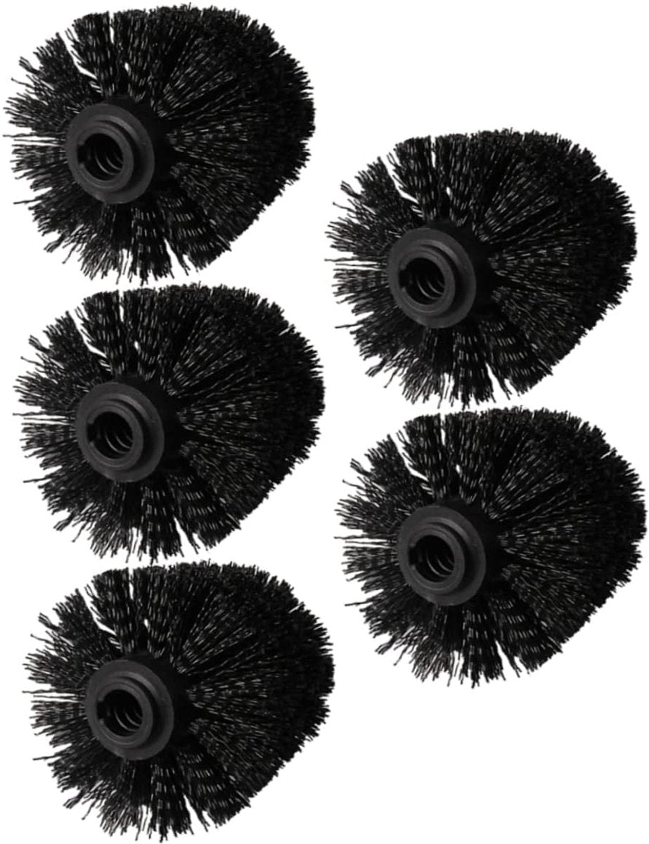 Toilet Brush Head - 5 Pieces - Loose Brush Head for Toilet Brush - Plastic - Loose Toilet Brush Head - Brush Head Set for Toilet Brush - Universal - Thread 12 mm - Suitable for Bathrooms - 80*100mm - Black