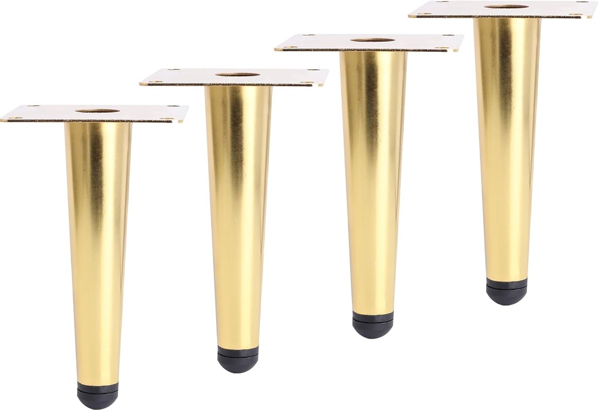Furniture legs - 4 pieces - 15 cm - Table legs - Furniture leg - Sofa leg - Furniture legs - Cabinet legs - Furniture leg fittings - Gold - Metal - For cabinet, sofa and table