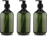 Pump bottles - Shampoo dispensers - soap dispenser - 3 pieces - 500 ml - refillable - PET - Transparent green - for conditioner, shower gel and lotion