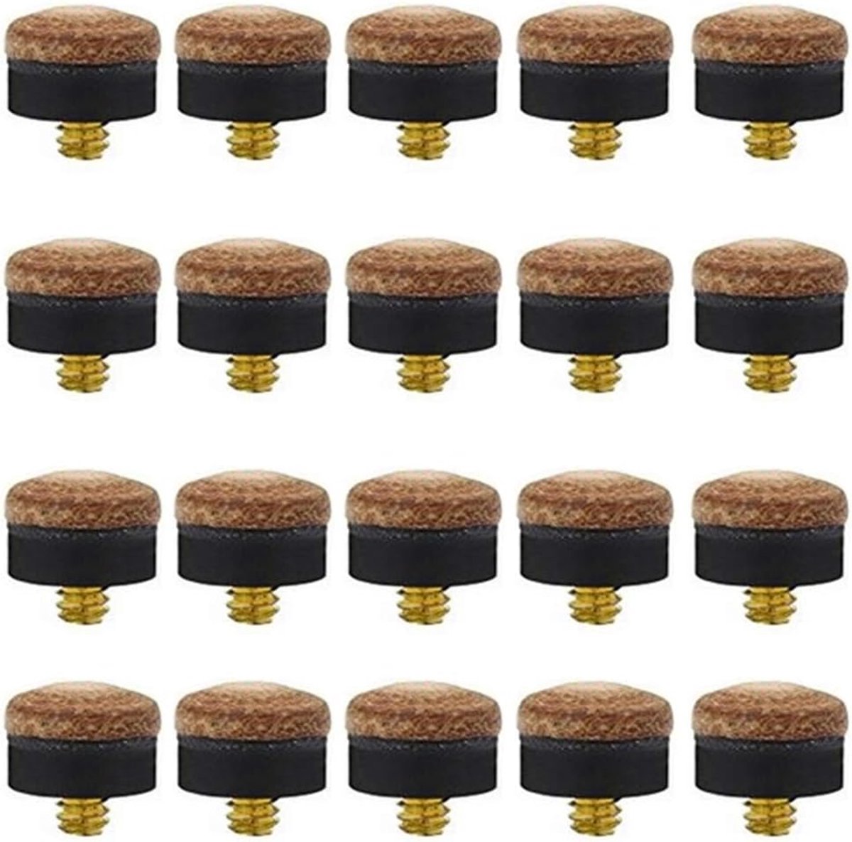 20 pieces - Pool Stick Tips - Billiard Cue Tip - Pool Cue Tips Set - 10 mm - Snooker & Pool Accessories - Billiard Cue Replacement Tips - with Screw Head - Color - Leather - Replacement for Billiard Cue and Snooker