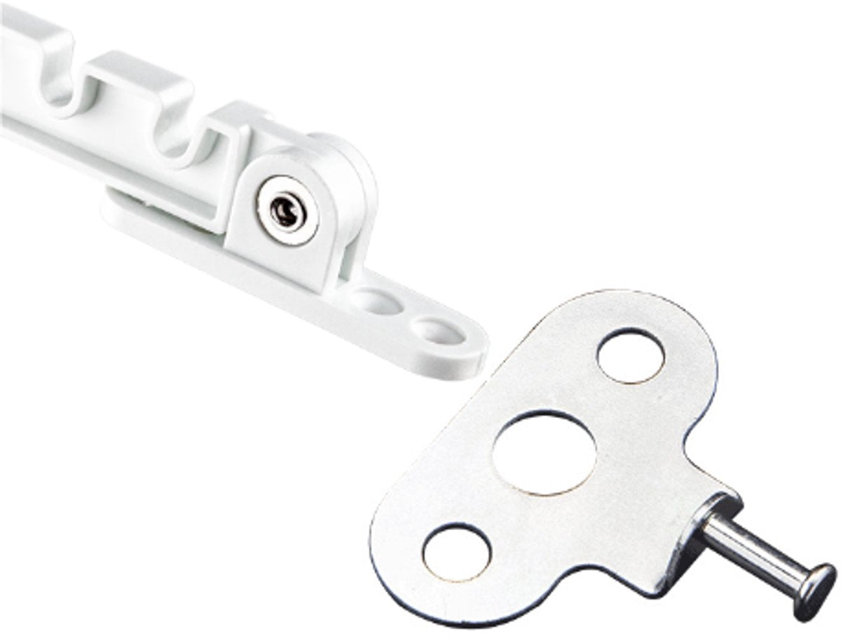 2 pieces - window holder - window limiter white - Window stays - Windows - Window fittings - Window holder & door holder - wind hook - Plastic and metal - 10.6×1.4cm - adjustable - Anti-burglary - window security - for inward-opening windows