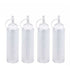4 pieces - 200 ml - Dosing bottle - Squeeze bottle - Sauce bottle - Garnish bottle - Plastic - White - with spout cap - Leak-proof lids - With check marks - For garnish, sauce or batter
