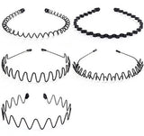Hair Accessories - 5 Pieces - Headbands - Tiara - Unisex Women and Men - Lightweight - Sports Headband - Plastic - For Running, Sports and Daily Use - Black