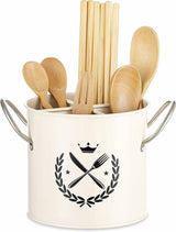 Kitchen Utensil Holder - Kitchen Utensil Organizer - Utensil Pot - Countertop Organizer - 19*13.5*14CM - with Handle and Removable Divider - Stainless Steel - Red - for Cookware Set, Ladles, Spatulas, and More