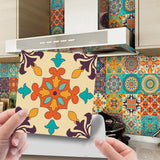 24 pieces - Self-adhesive adhesive foil tile stickers - Decorative sticker tiles - Self-adhesive tiles - Sticktiles - Bathroom - Kitchen - 15x15 cm - Retro Mandala - PVC - Colorful