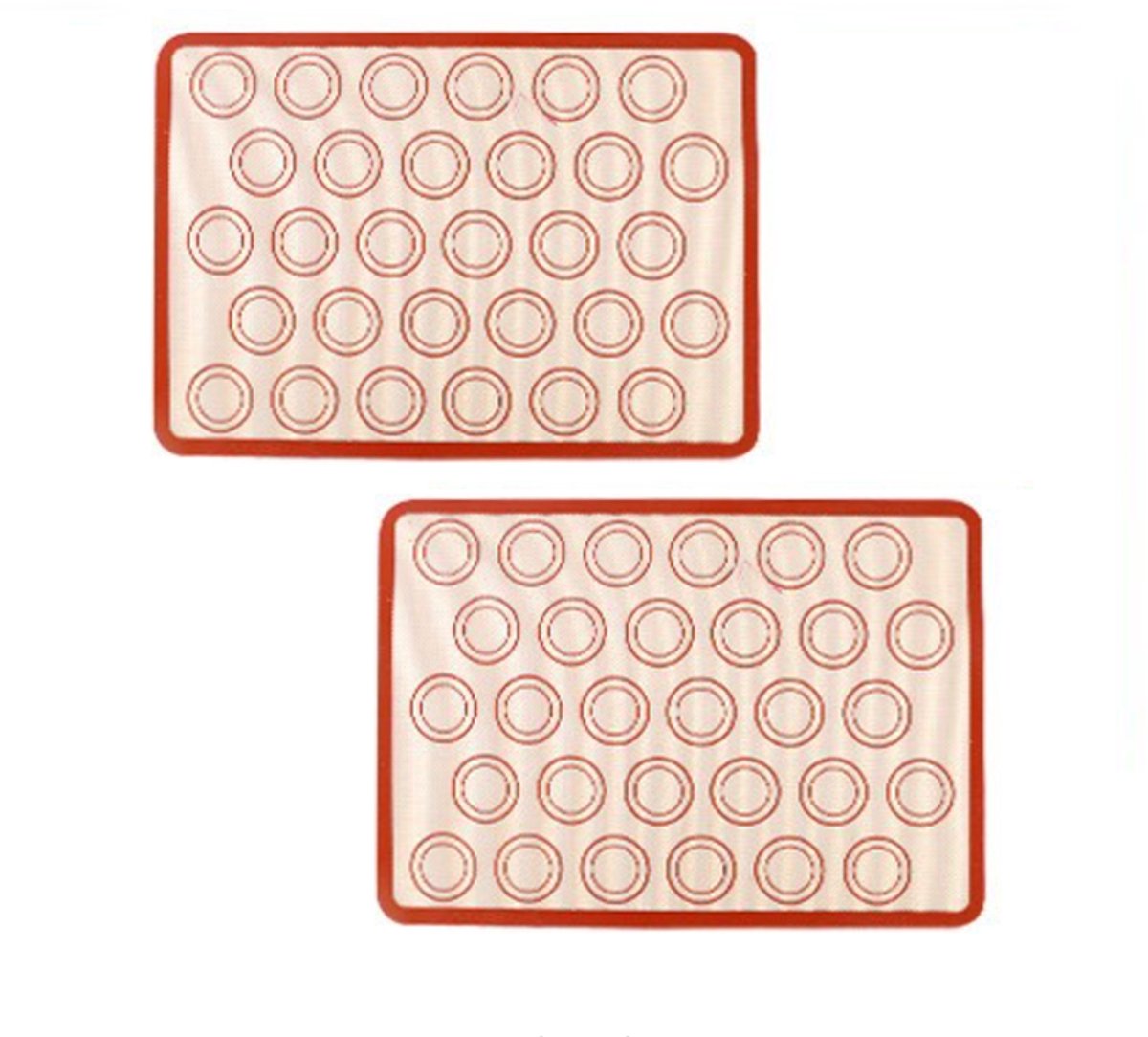 2 pieces Silicone macaron baking mat - 42 x 29.5 cm - Non-stick mat - Non-slip - Washable - Reusable - For making gingerbread / cake / bread - Non-stick silicone macaron baking tray - Red