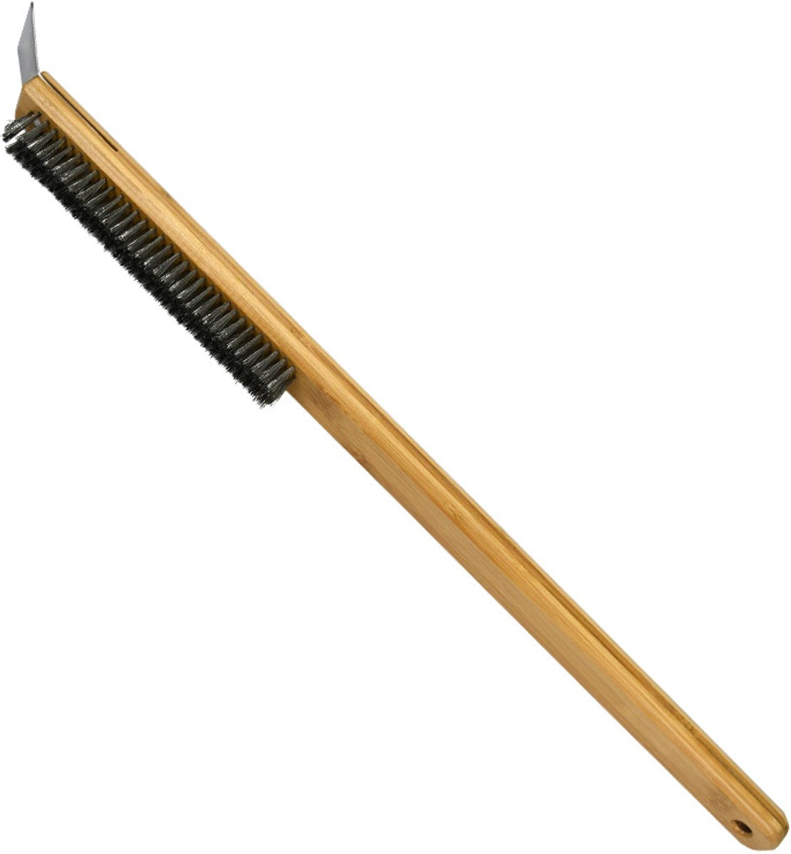 Pizza Stone Cleaning Brush - 57.5cm - Pizza Oven Brush - Barbecue Grill Cleaning Tool with Wooden Handle - Kitchen Oven Accessories - Portable Brush - With Scraper - Outdoor Pizza Oven Accessories