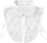 Blouse collar - Collars - Loose collar - Fake collar - Sweater Decorative - Round collar - White - One size - Lace - Detachable - Floral Pattern design - Adjustable
