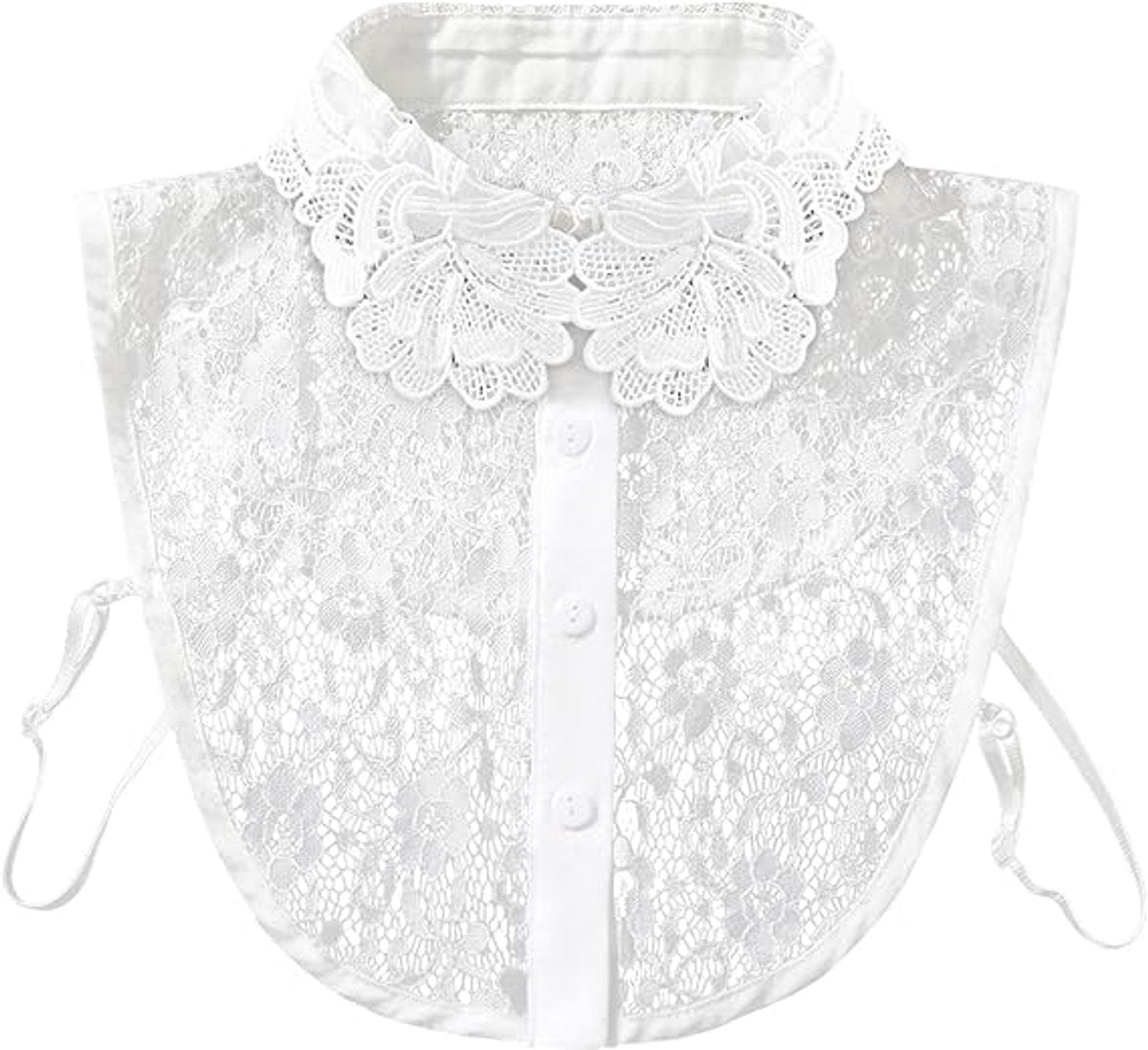 Blouse collar - Collars - Loose collar - Fake collar - Sweater Decorative - Round collar - White - One size - Lace - Detachable - Floral Pattern design - Adjustable