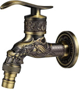 Vintage faucet - antique faucet - wall faucet - garden faucet - 10.5 * 10.8 * 7.3 cm - zinc alloy - bronze - dragon carved faucet - for home, kitchen, bathroom, outdoor, garden