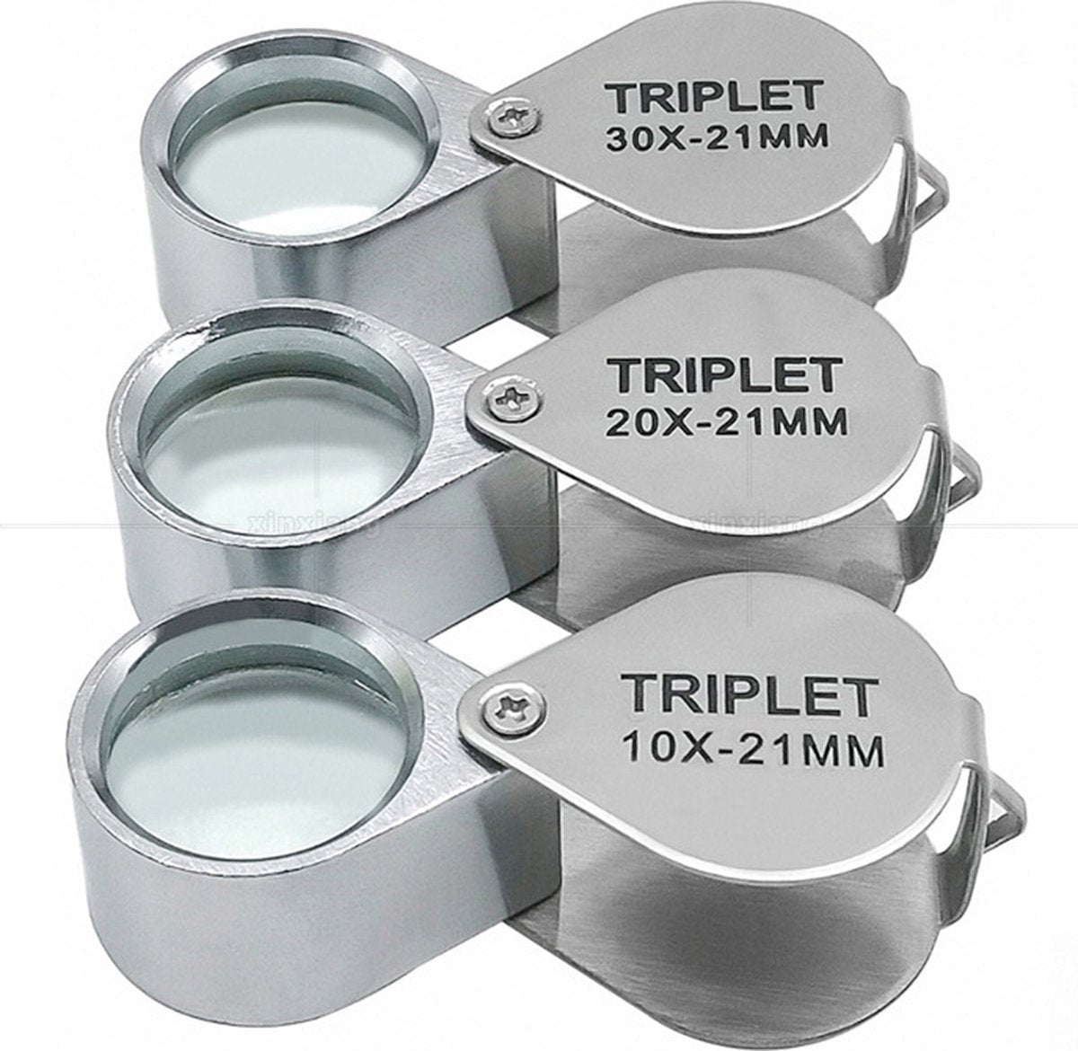 pieces - Jeweler's loupe - Diamond loupe - Pocket size - Magnification 30x + 20x + 10x - 60 * 25 * 18 mm - Silver - Metal