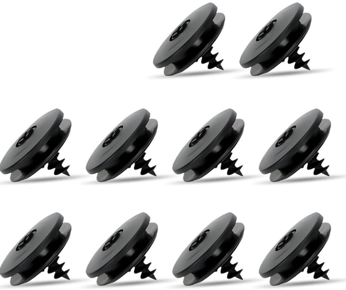 Car Floor Mat Fastening Clips - Pack of 10 - For Attaching Car Anti-Slip Mats - Car Mat Fastening Buckles - Black - Plastic - Universal - 3.55*2 cm - Suitable for Most Car Floor Mats