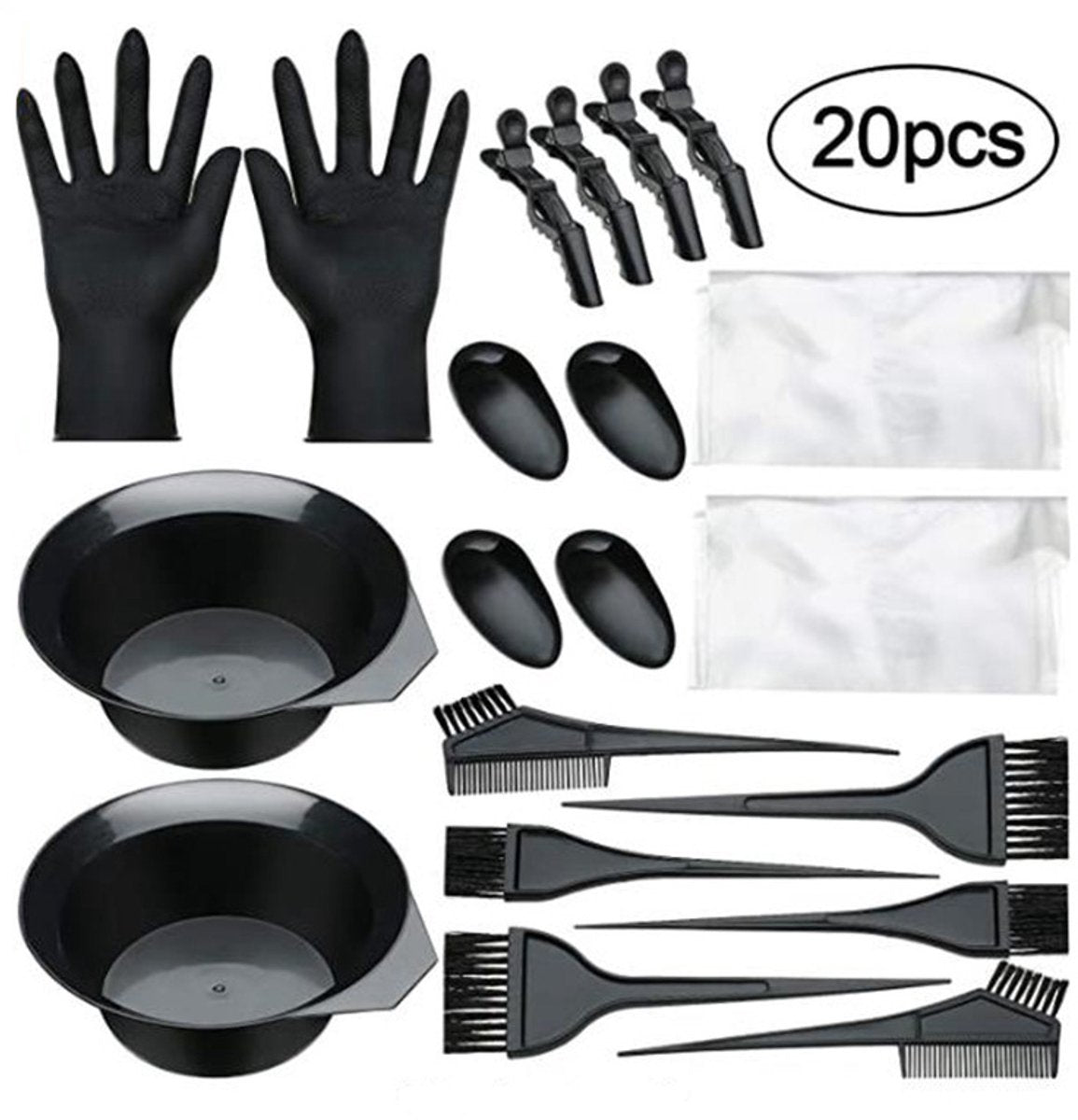 Hair Dye Set - 20-Piece - Paint Brush - Hair Dye Brushes - Brush + Tray + Gloves - Hair Dye Supplies - Hair Dye Starter Kit - Hairdressing Products - Hairdressing Accessories