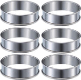 Muffin Rings - 6 Pieces - Cake Rings - Stainless Steel - Round - Non-Stick - Double Curled Edge - Scone Rings - Mousse Ring Cake Mold - Cake Rings - Baking Molds - Suitable for Cakes, Pastries, Cookies and Sandwiches - 8.5*2.5cm - Silver