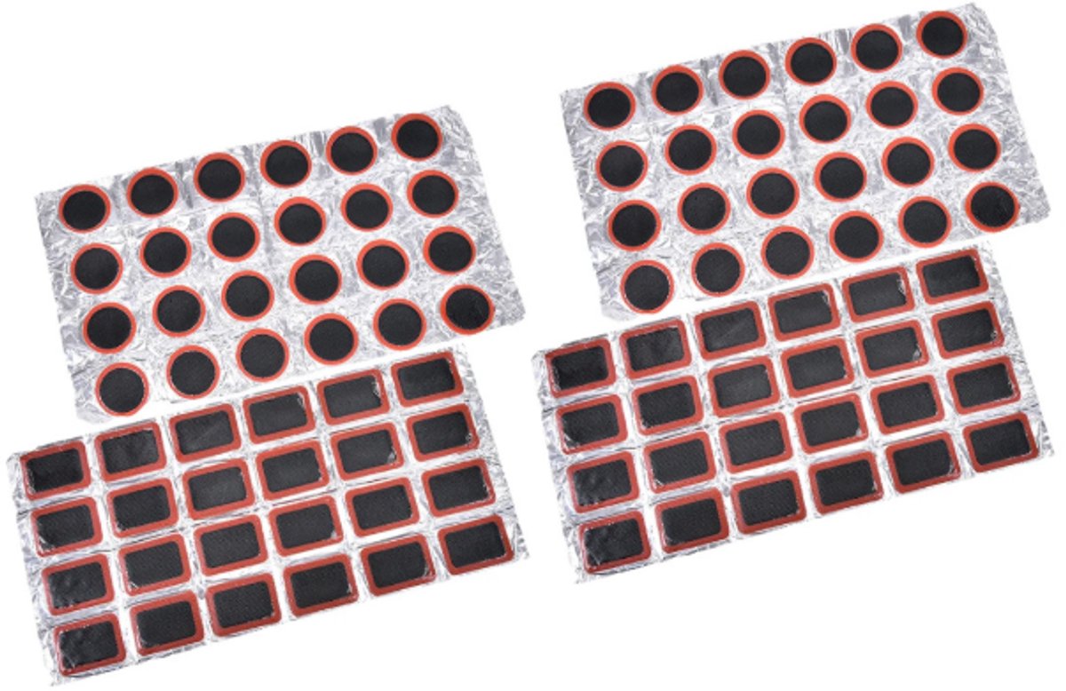 96 pieces - Tire patches - Outdoor bicycle tire tool - Round, rectangular - Ø 28.8 mm, 34 * 24.5 mm - Black - non-adhesive - rubber