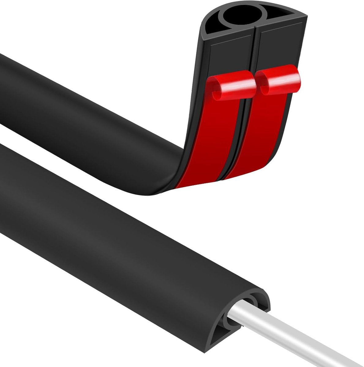 Cable bridge bottom - Self-adhesive cable duct - PVC - Cable duct floor - Concealing cables - Cable protection - Power cables suitable for homes, offices, hotels and warehouses - 100 x 2 x 1 cm - Black