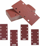 40 pieces - rectangular sandpaper - 60/80/120/240 - grit sandpaper for orbital sander - For wood and metal - 93 x 185 mm - self-adhesive - hook and loop