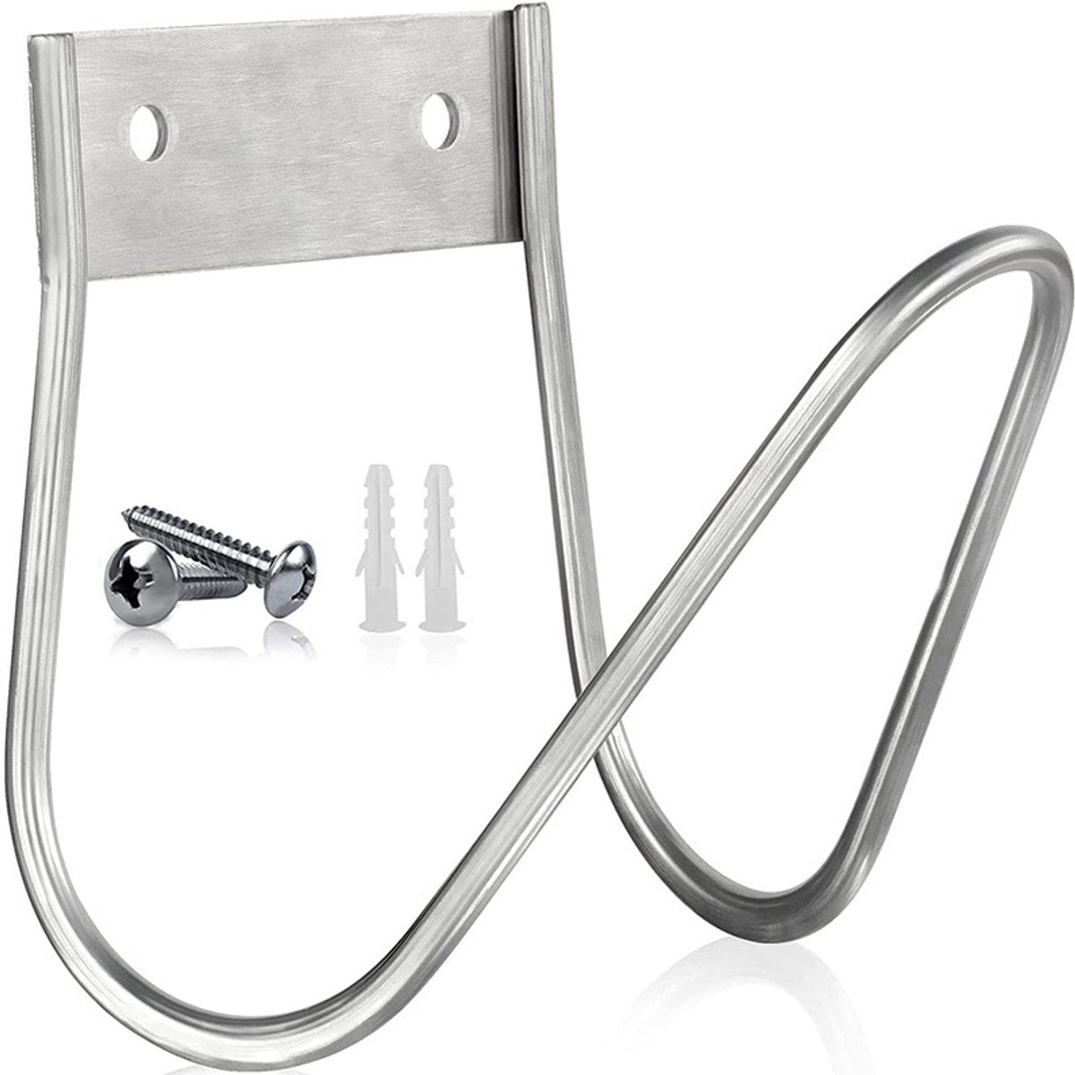 Garden Hose Holder - Stainless Steel - Silver - 17.5 x 15 x 16 cm - Wall-Mounted Hose Bracket - Garden Hose Reel - Hose Holder - Garden Hose Hanging System - Garden Tool Storage - For Hanging Garden Hoses, Ropes and Extension Cords
