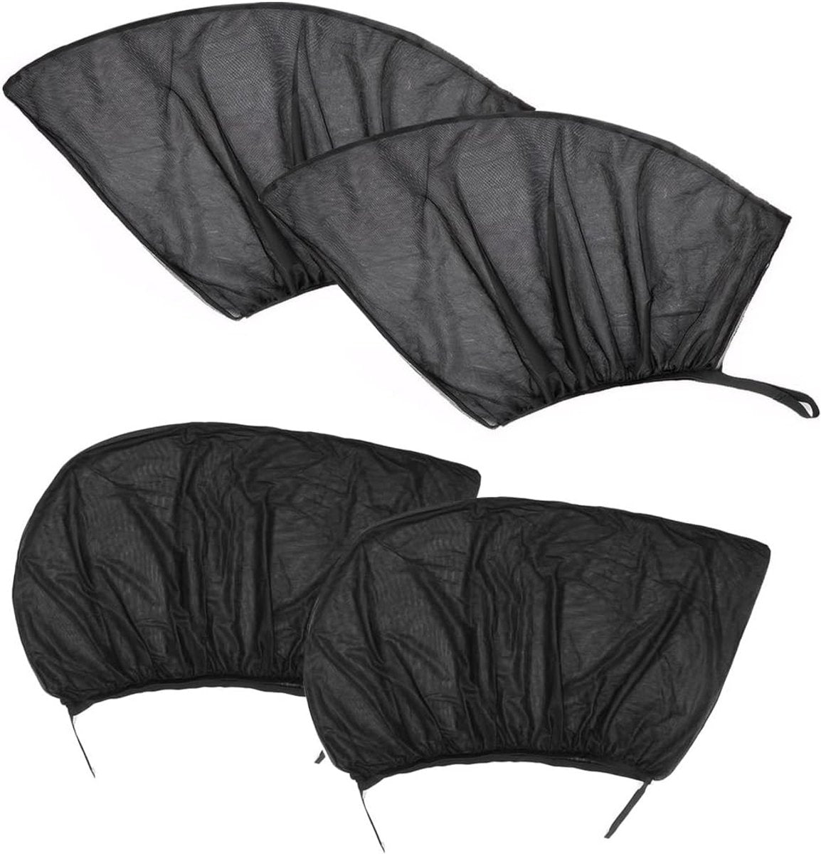 Car Sunshade - 4 Pieces - Suitable for Front and Rear Windows - Polyester - UV Protection - Car Sunshade for Baby & Child - Car Window Sun Protection - Car Sunshade - Car Accessories - Universal - Black