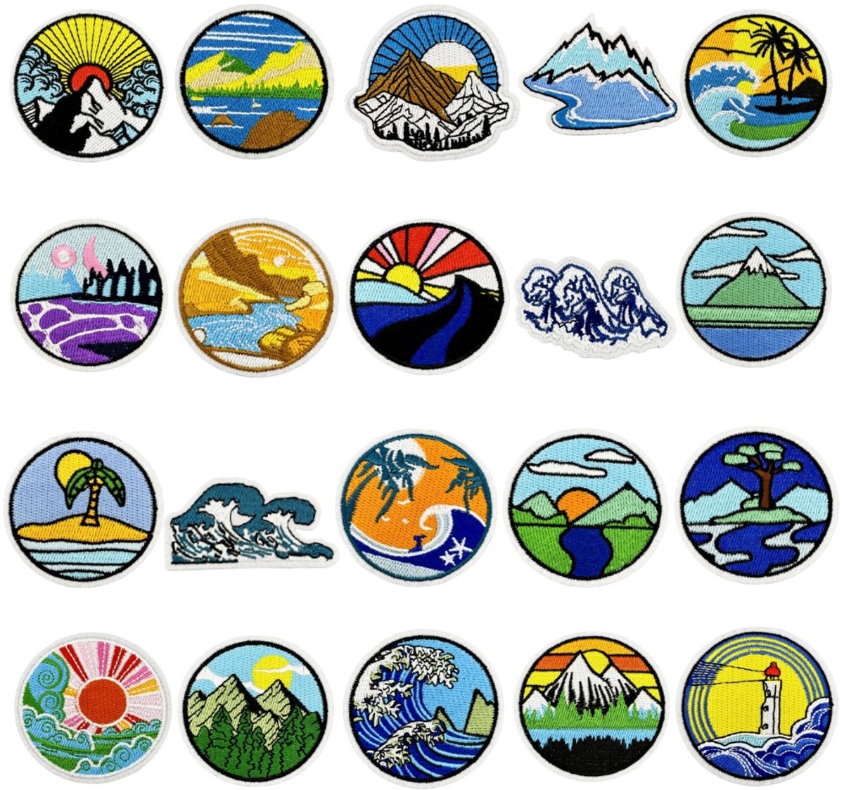 Iron-on patches for clothing - Embroidered emblems for jackets and jeans - 20 pieces