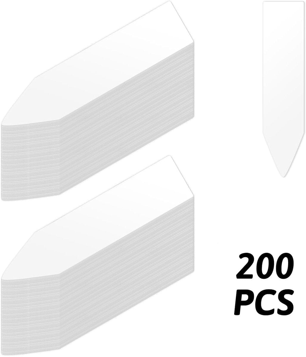 200 Plant Labels - 5x1 CM - Plant Labels - Plant Sticks - Plant Labeling - Herb Labeling - Stick Labels Vegetable Garden Signs - Slotted Labels Plant Label - Plant Signs - Plastic - White - For Garden Potted Herbs Flowers Vegetables