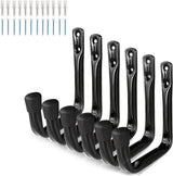 Storage hooks - wall hooks - tool hooks - garage organizer - 6 pieces - 9*11.5 cm - iron - black - with rubber end cap - Including screws - for cellar, bicycle, wall-mounted ladder
